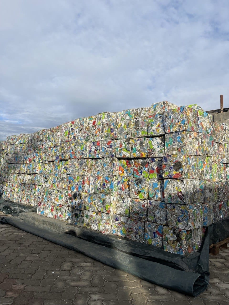 Baled UBC aluminium stacked at the Herwa Waste Managers Limited yard on Gataka Road, Nairobi
